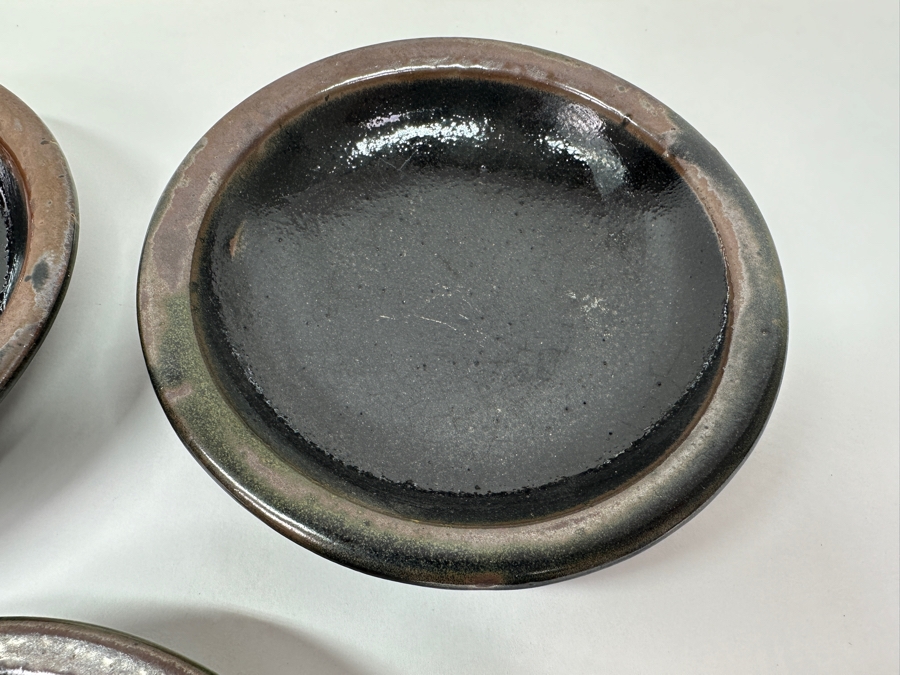 Just Added - (5) Vintage Japanese Mingei Folk Art Pottery Dishes Potter Unknown (Very Similar In Style To The Pair Of Shoji Hamada Brown Plates In This Sale) 5.75'W [Photo 6]