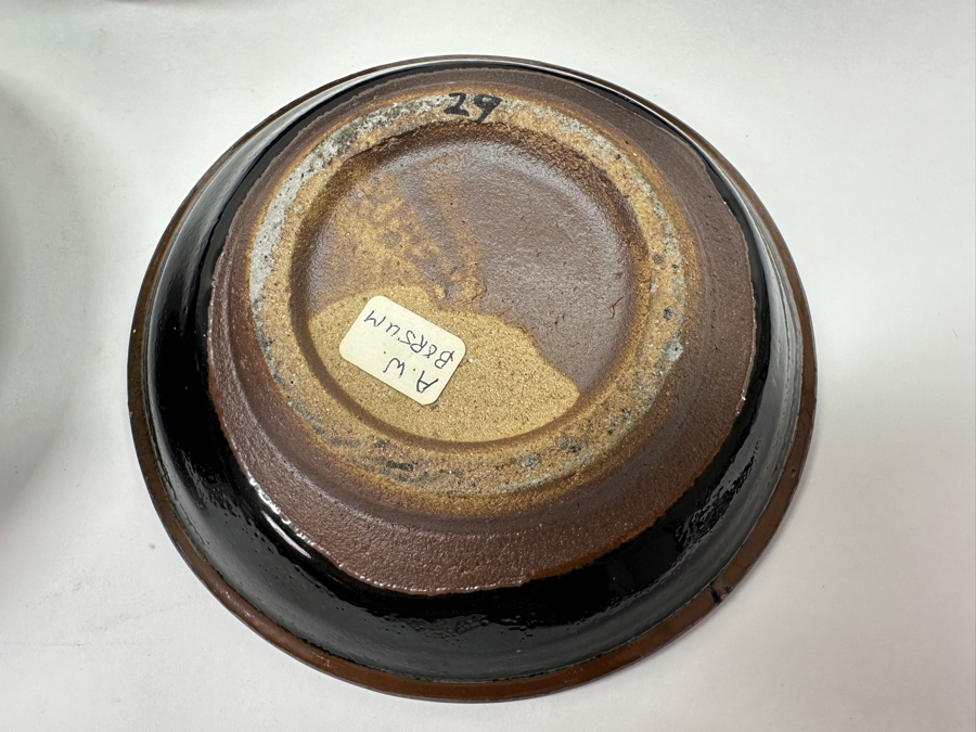 Just Added - (5) Vintage Japanese Mingei Folk Art Pottery Dishes Potter Unknown (Very Similar In Style To The Pair Of Shoji Hamada Brown Plates In This Sale) 5.75'W [Photo 8]