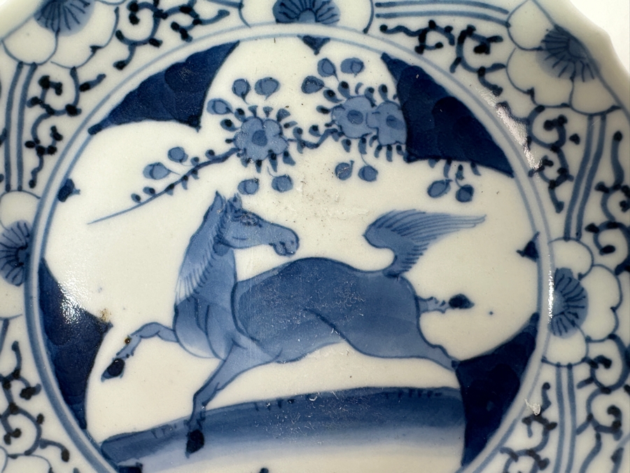 Just Added - Antique Japanese Arita Porcelian Dish With Horse 5'W [Photo 5]