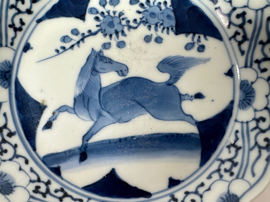 Just Added - Antique Japanese Arita Porcelian Dish With Horse 5'W [Photo 4]