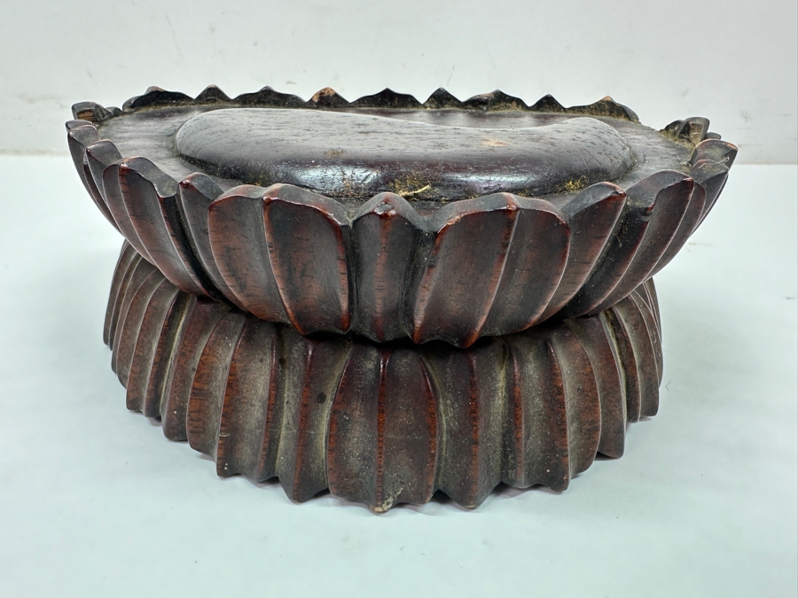 Just Added - Antique Asian Hand Carved Wooden Buddha Stand 7'W X 5'D X 3'H [Photo 3]