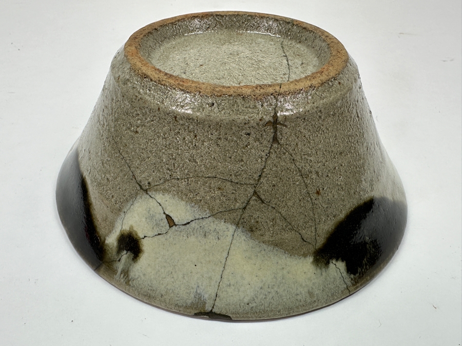 Just Added - Vintage Japanese Mingei Folk Art Pottery Bowl Repaired Using The Traditional Art Of Kintsugi Golden Joinery - Potter Unknown 6'W X 2.5'H [Photo 7]