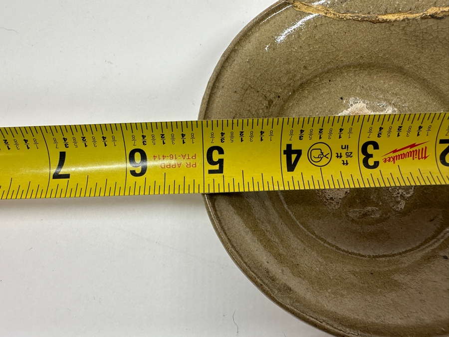 Just Added - Vintage Japanese Mingei Folk Art Pottery Bowl Repaired Using The Traditional Art Of Kintsugi Golden Joinery - Potter Unknown 5'W [Photo 5]