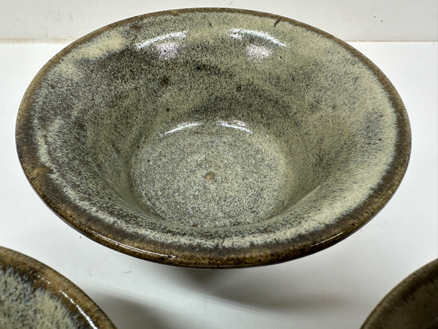 Just Added - (3) Vintage Japanese Mingei Folk Art Pottery Tea Bowls Chawans - Potter Unknown 5.75'W X 2.5'H [Photo 6]