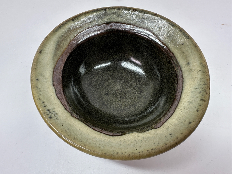 Just Added - Vintage Japanese Mingei Folk Art Pottery Tea Bowl Chawan - Potter Unknown 5.75'W X 2.25'H [Photo 3]