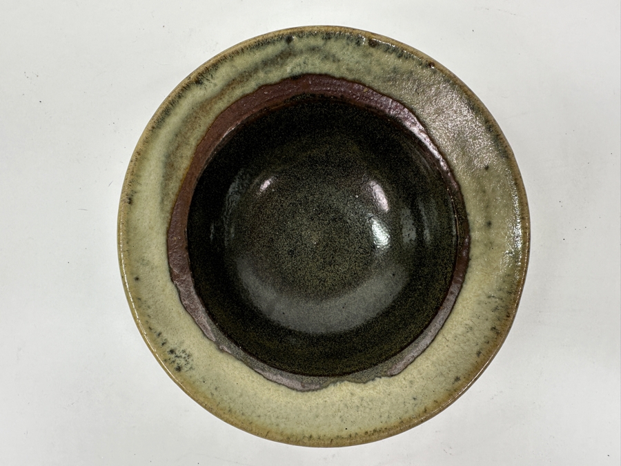 Just Added - Vintage Japanese Mingei Folk Art Pottery Tea Bowl Chawan - Potter Unknown 5.75'W X 2.25'H [Photo 2]