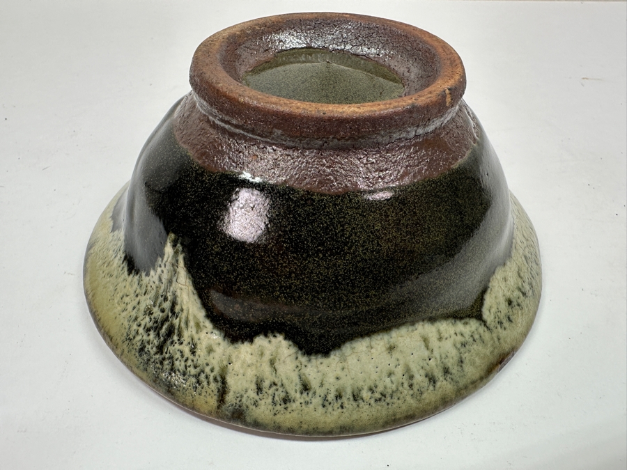 Just Added - Vintage Japanese Mingei Folk Art Pottery Tea Bowl Chawan - Potter Unknown 5.75'W X 2.25'H [Photo 6]