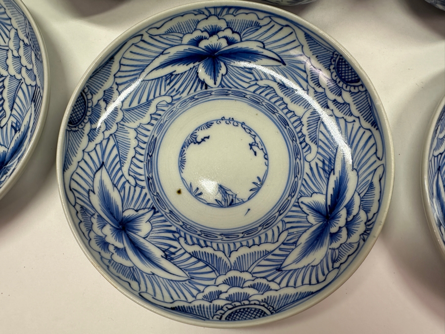 Just Added - Vintage Japanese Blue & White Arita Porcelain (14) 2.5'W X 1.75'H Cups & (4) 6' Dishes [Photo 5]