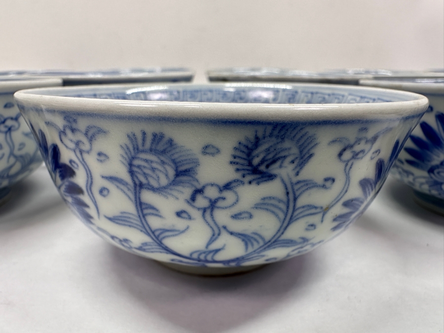 Just Added - Vintage Japanese Blue & White Arita Porcelain (14) 2.5'W X 1.75'H Cups & (4) 6' Dishes [Photo 10]