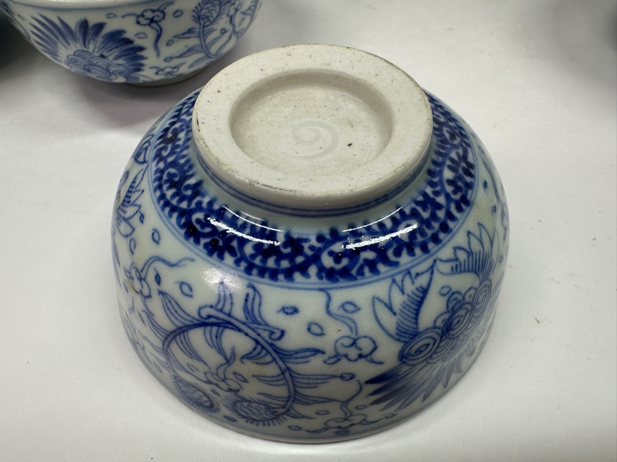Just Added - Vintage Japanese Blue & White Arita Porcelain (14) 2.5'W X 1.75'H Cups & (4) 6' Dishes [Photo 12]