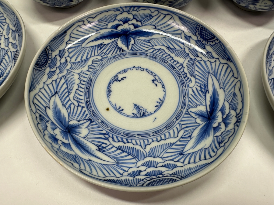 Just Added - Vintage Japanese Blue & White Arita Porcelain (14) 2.5'W X 1.75'H Cups & (4) 6' Dishes [Photo 4]