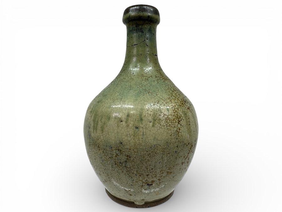 Just Added - Vintage Japanese Ushinoto Ware Mingei Folk Art Pottery Bottle (Neck Of Bottle Has Been Repaired) 8.5'H