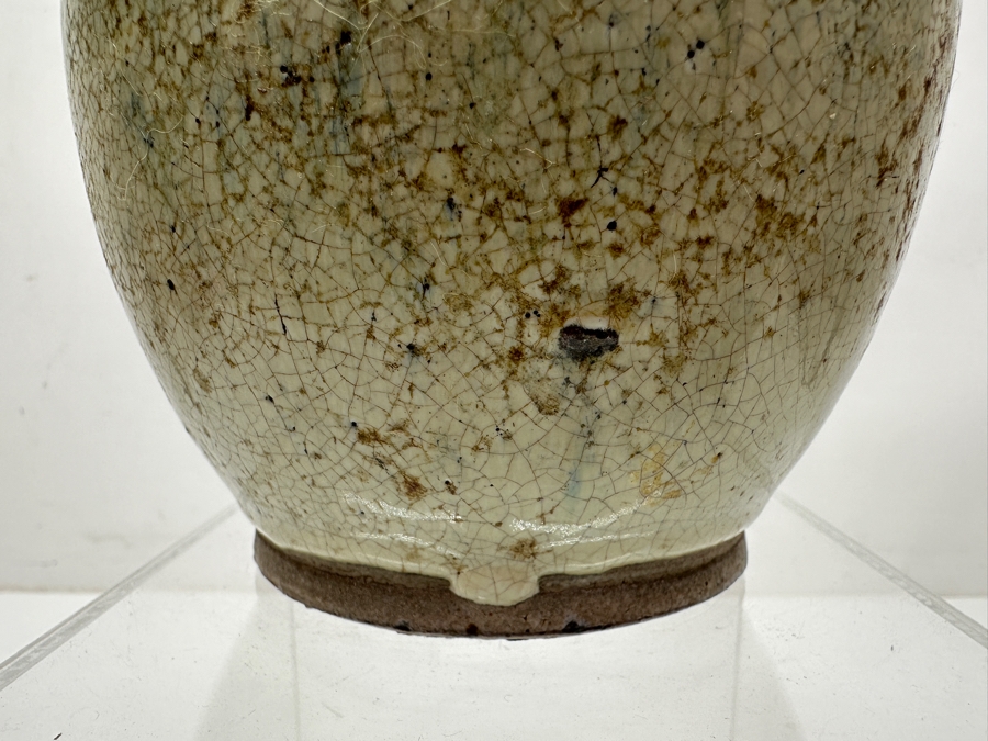 Just Added - Vintage Japanese Ushinoto Ware Mingei Folk Art Pottery Bottle (Neck Of Bottle Has Been Repaired) 8.5'H [Photo 3]