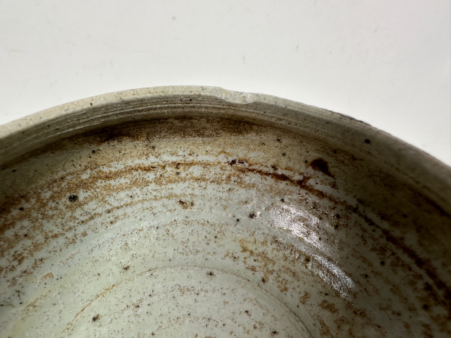 Just Added - Antique Thai Sawankhalok Hand Painted Ceramic Covered Box (Several Chips On Inside Of Rim Of Box) 4'W X 2.75'H [Photo 7]