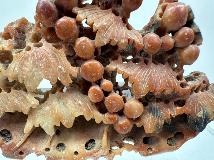 Just Added - Old Chinese Hand Carved Stone Sculpture Grapevine Motif 4'W X 2.5'H [Photo 2]