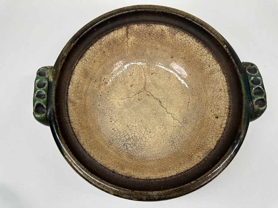 Just Added - Vintage Japanese Donabe Earthenware Cooking Pot With Hand Painted Floral Design 13'W X 6'H [Photo 4]