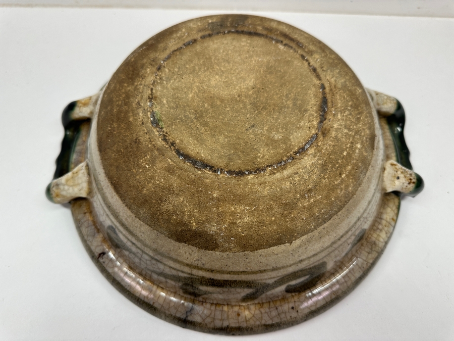 Just Added - Vintage Japanese Donabe Earthenware Cooking Pot With Hand Painted Floral Design 13'W X 6'H [Photo 6]