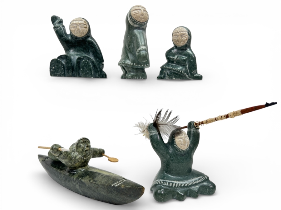 Just Added - Collection Of (5) Alaskan Inuit Soapstone Carvings
