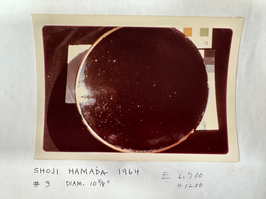 Just Added - Shoji Hamada (1894-1978, Japanese) Original Studio Pottery Plate / Bowl Vintage 1964 10.75'W - Started The Mingei (Folk-Art) Movement In Japan - Declared A 'Living National Treasure' In 1955 Estimate $2,500-$6,000 [Photo 9]