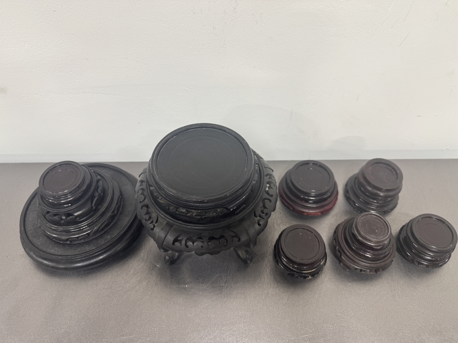 Just Added - (17) Chinese Wooden Hand-Carved Pedestal Display Stands 2'W - 7.5'W [Photo 2]