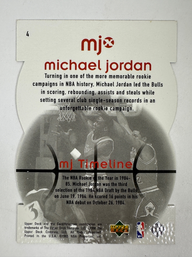 1998 Upper Deck MJx MJ Timepieces Michael Jordan Basketball Card #4 Limited Edition 1,450 Of 2,300 [Photo 2]