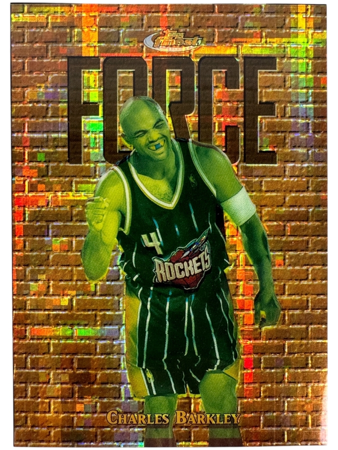 Vintage 1997-98 Topps Finest 'Force' Gold Refractor Charles Barkley Basketball Card 