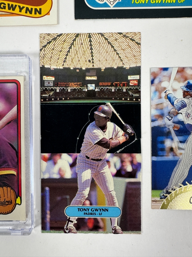 Collection Of Vintage Tony Gwynn Baseball Cards Featuring His Rookie Card From The 1980s - Early 1990s Including Cards From Topps, Donruss, Upper Deck, And Pinnacle [Photo 4]