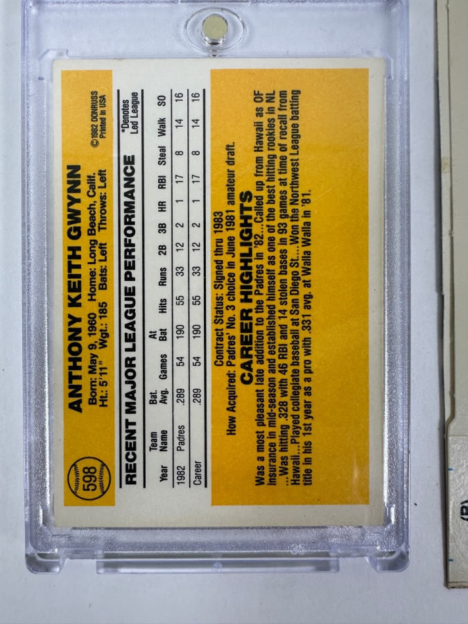 Collection Of Vintage Tony Gwynn Baseball Cards Featuring His Rookie Card From The 1980s - Early 1990s Including Cards From Topps, Donruss, Upper Deck, And Pinnacle [Photo 8]