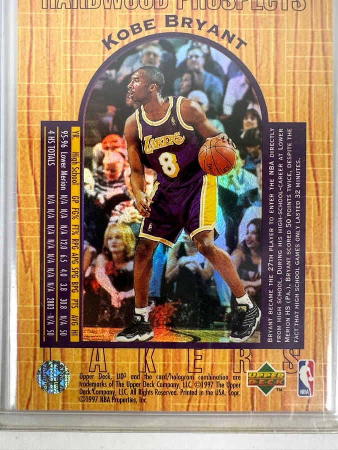 1996-97 Upper Deck UD3 Hardwood Prospects Gold Foil Kobe Bryant Rookie Card #19 [Photo 4]