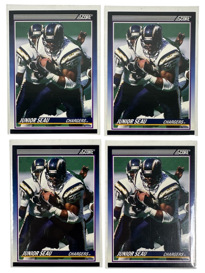 Set of (4) 1990 Score Supplemental #65T Junior Seau Rookie Football Cards
