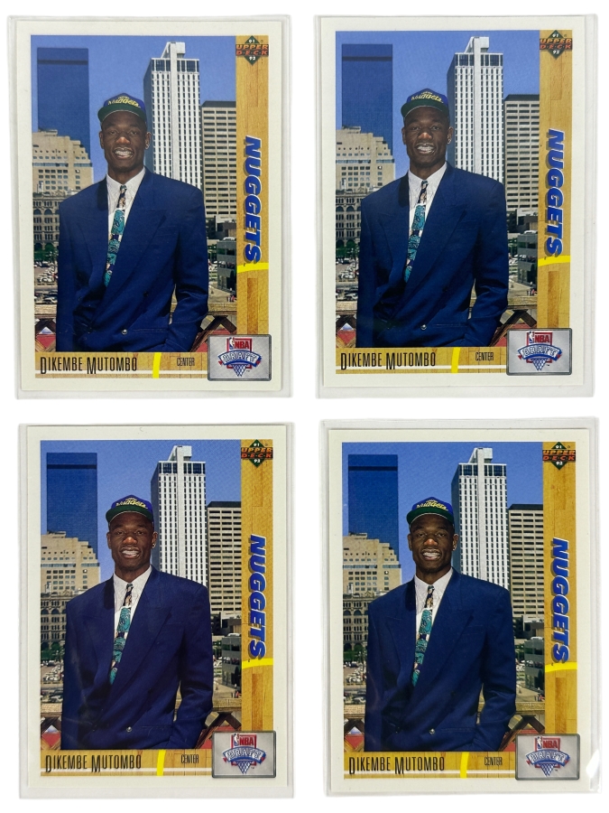 (4) 1991-92 Upper Deck Basketball Dikembe Mutombo Rookie Cards