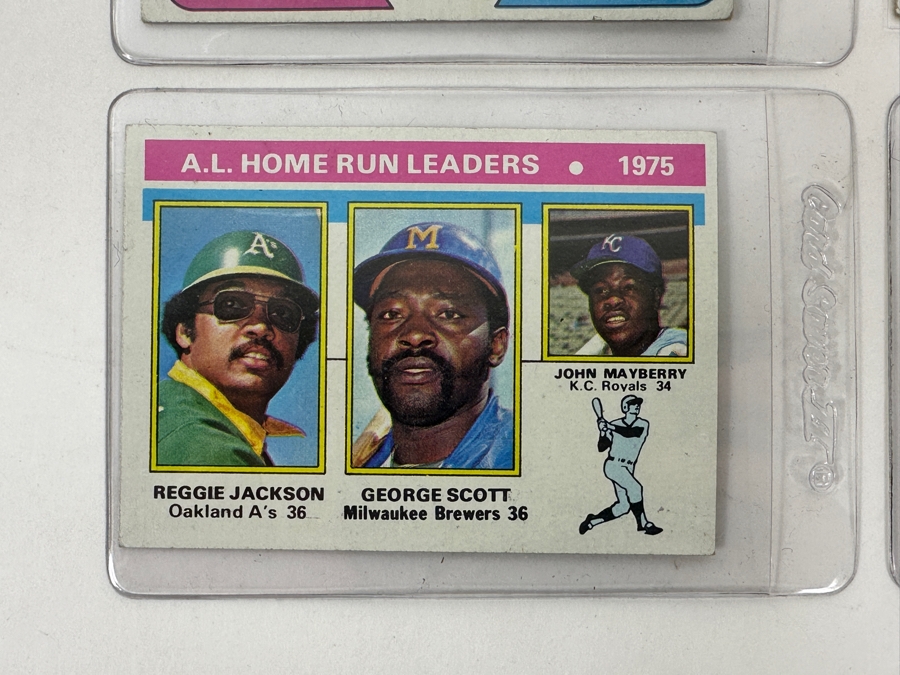 1974 Topps #202 1973 Home Run Leaders Reggie Jackson and Willie Stargell, #203 RBI Leaders; 1974 Topps 'All-Star' Cards with Rod Carew, Joe Morgan, and Pete Rose
 [Photo 2]