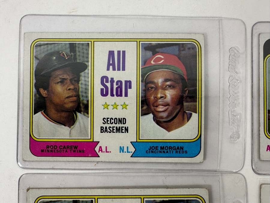 1974 Topps #202 1973 Home Run Leaders Reggie Jackson and Willie Stargell, #203 RBI Leaders; 1974 Topps 'All-Star' Cards with Rod Carew, Joe Morgan, and Pete Rose
 [Photo 4]