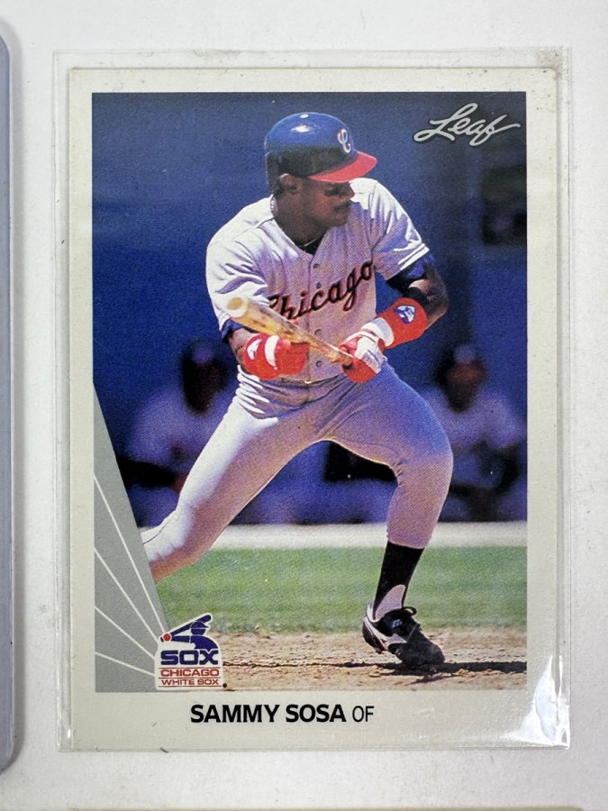 (6) Rookie Baseball Cards: (2) 1990 Leaf #220 Sammy Sosa Rookie Cards, 1991 Upper Deck #246 Frank Thomas Card, 1991 Topps Major League Debut #45 Card, Bo Jackson Rookie Card and 1989 Upper Deck #1 Ken Griffey Jr. Rookie Card [Photo 3]