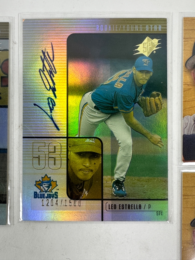 (7) Signed Baseball Cards: Eric Munson 2000 UD Star Rookie, Leo Estrella 2000 SPx Rookie, Michael Cuddyer 2001 SP Top Prospects, Toby Hall 2001 SP Top Prospects, Mike Lamb 2000 SPx Rookie, Mike Lamb 2000 SPx Rookie, Aaron McNeal 2001 SP Top Prospects [Photo 5]