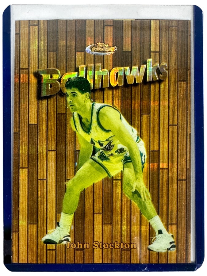 1997 Topps Finest Refractor #173 John Stockton Ballhawks Basketball Card