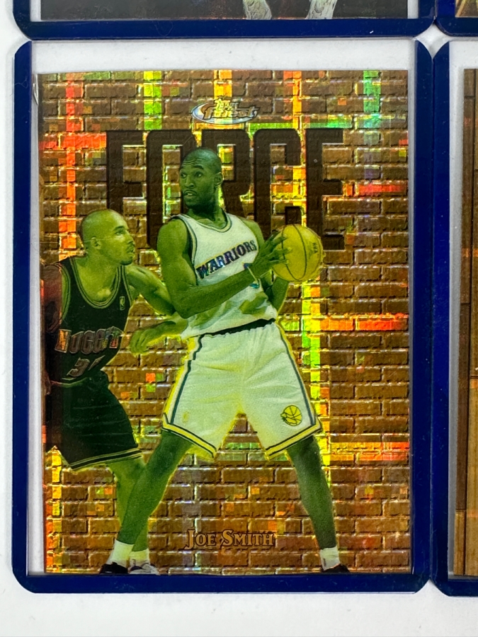 1993-94 Topps Finest Basketball Refractor Cards Featuring Dominique Wilkins, Anthony Mason, Anfernee Hardaway, Joe Smith, Marcus Camby, and Antonio McDyess [Photo 4]