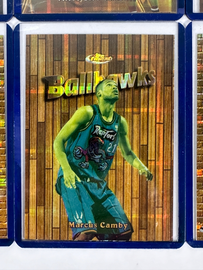 1993-94 Topps Finest Basketball Refractor Cards Featuring Dominique Wilkins, Anthony Mason, Anfernee Hardaway, Joe Smith, Marcus Camby, and Antonio McDyess [Photo 3]