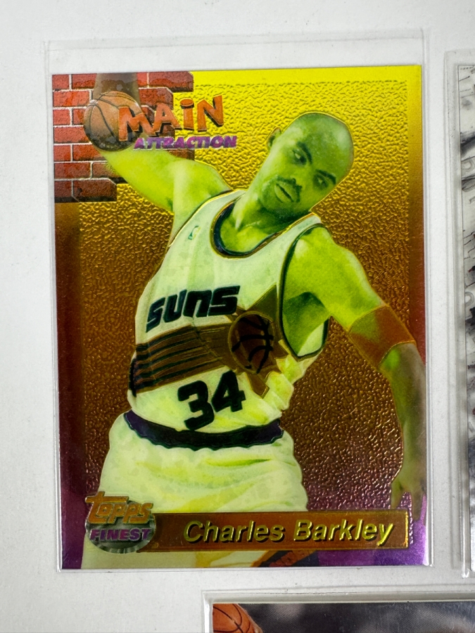 Set of (3) Charles Barkley Basketball Cards Including 1993-94 Topps Finest 'Main Attraction', 1995-96 Fleer Metal 'Metal Force' Card and 1995-96 SkyBox Premium 'Unstoppable' Card [Photo 3]