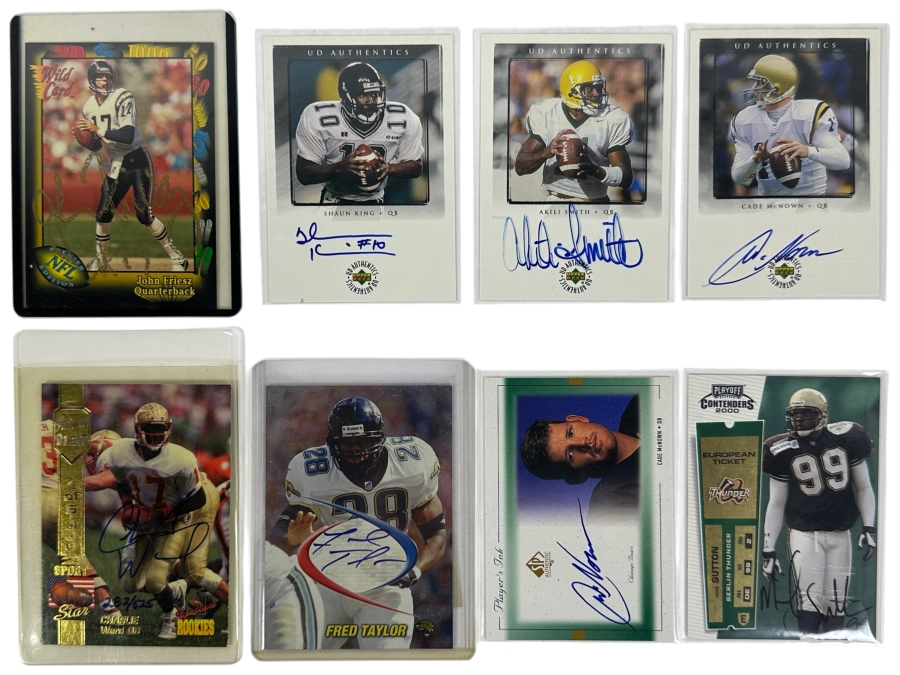 (8) Vintage SIGNED Football Cards From The Late 1990s and early 2000s