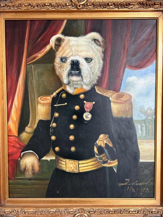'The General' Dog Original Artwork On Canvas 20' x 24' Framed: 32' x 36'
