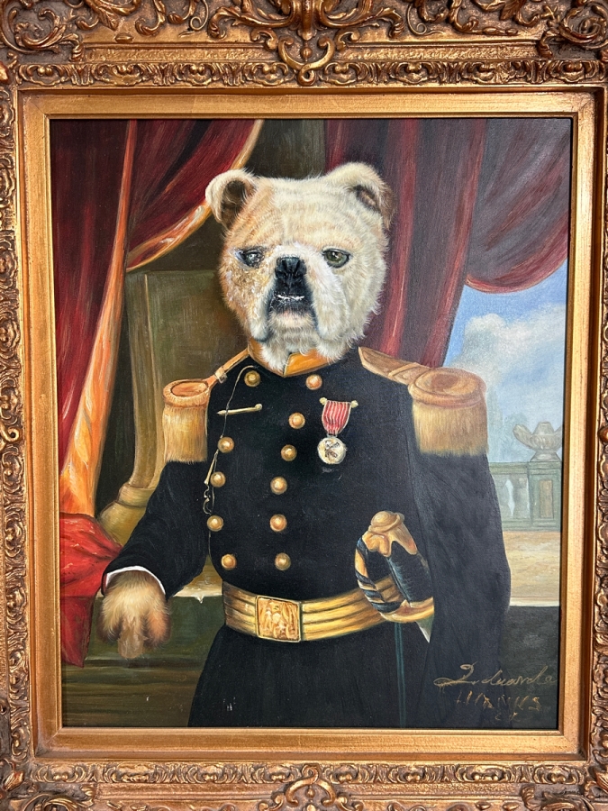 'The General' Dog Original Artwork On Canvas 20' x 24' Framed: 32' x 36' [Photo 3]