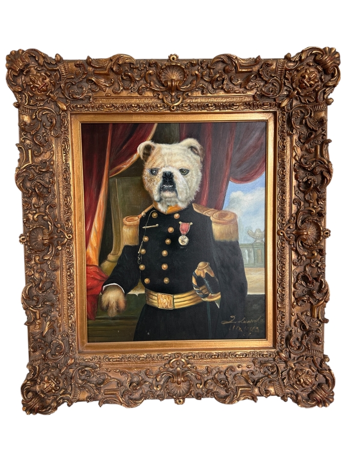 'The General' Dog Original Artwork On Canvas 20' x 24' Framed: 32' x 36' [Photo 2]