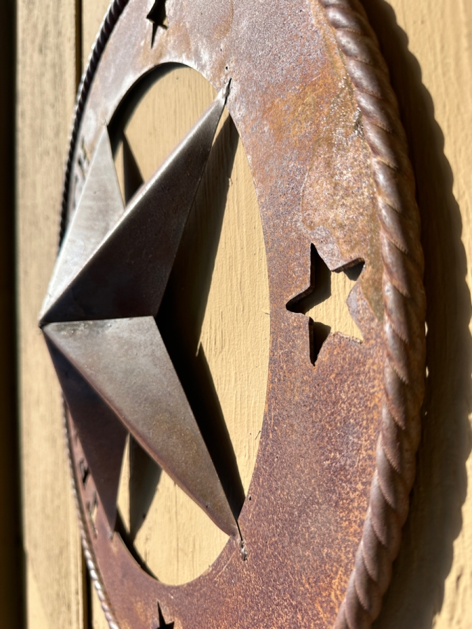 Vintage Texas Tech Rustic Metal Barn Star With Twisted Rope Design 24'W [Photo 3]