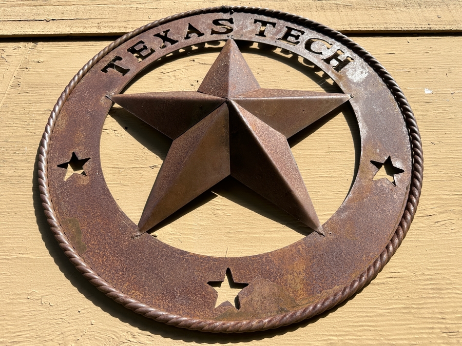 Vintage Texas Tech Rustic Metal Barn Star With Twisted Rope Design 24'W [Photo 2]