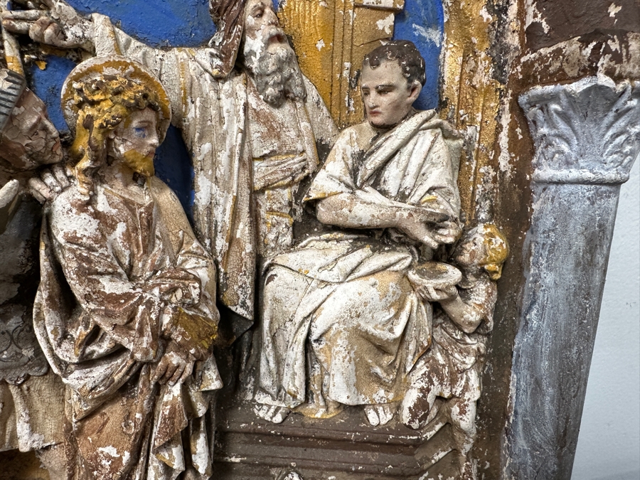 Vintage Plaster Relief Plaque Depicting A Scene From The Passion Of Christ 16'W x 3'D x 24'H [Photo 5]