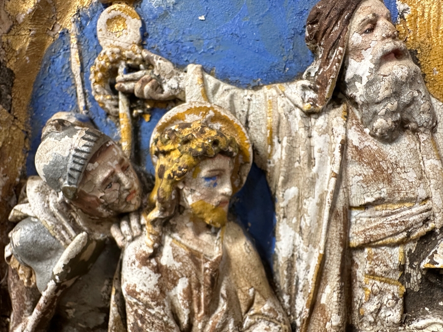 Vintage Plaster Relief Plaque Depicting A Scene From The Passion Of Christ 16'W x 3'D x 24'H [Photo 4]