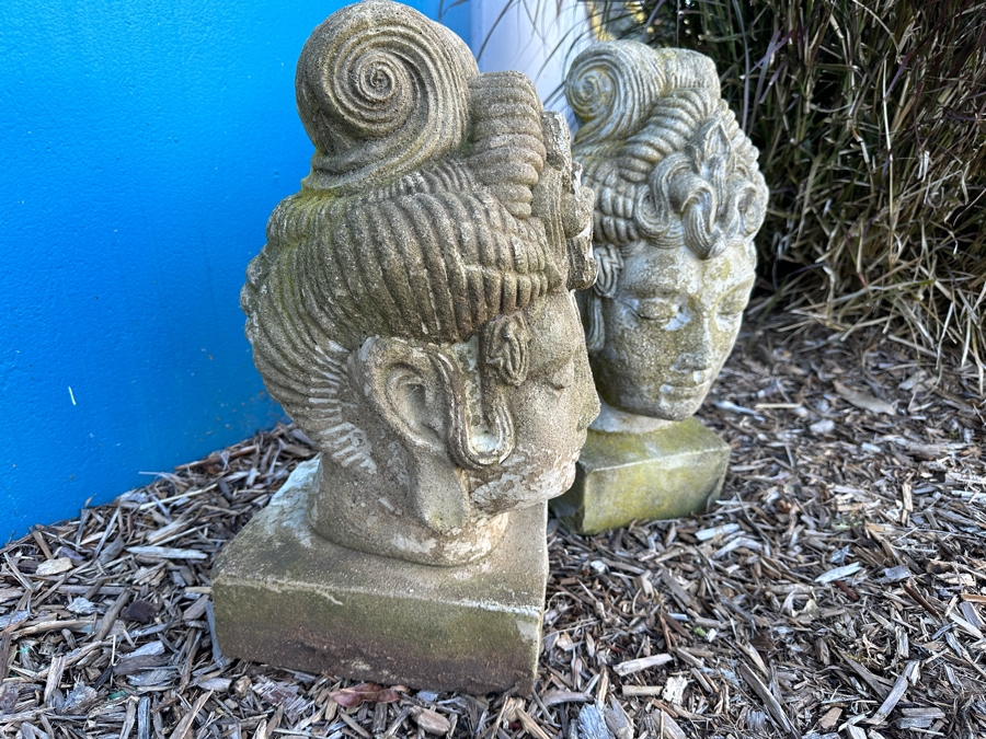 Pair Of Cast Stone Guan Yin Garden Statues 20'H [Photo 3]
