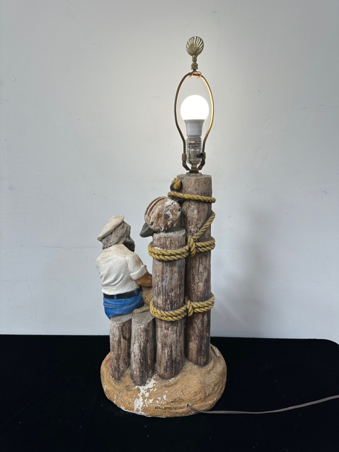 Vintage Hand Painted Apsit Bros Of California Nautical-Themed Table Lamp 33'H [Photo 8]