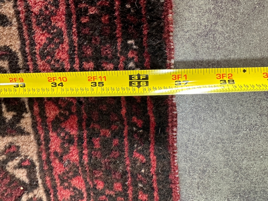 Vintage Handmade Wool Afghan Baluchi Prayer Rug With Damage On Far End - See Photos 37' x 62'
 [Photo 7]